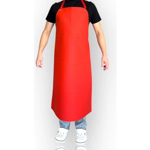 Suni Deri Şef, Mutfak Bulaşık Önlüğü Kırmızı
