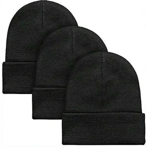 Eke Tekstil Unisex Katlamalı Siyah 3'lü Bere Seti