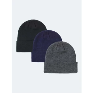 Unisex Katlamalı Siyah,lacivert,antrasit 3'lü Bere Seti