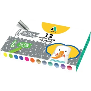 6 Metalik + 6 Neon Yağlı Pastel Boya Karton Kutu