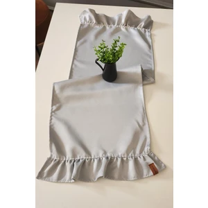 Cemre Saten 2-Kenar Fırfırlı Vintage Runner Örtü Gri 40 x 110