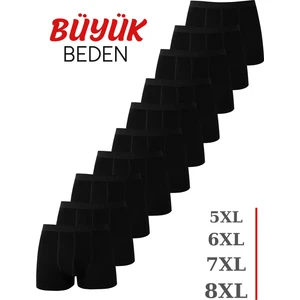 Arma Yıldız Erkek Siyah Battal Büyük Beden Boxer 10'lu Paket