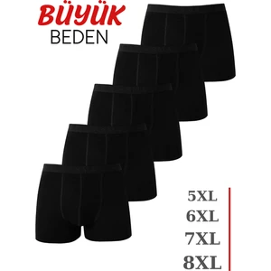Arma Yıldız Erkek Siyah Battal Büyük Beden Boxer 5'li Paket