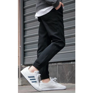 Erkek Siyah Jogger Kot Pantolon - Lastikli Bel ve Paça, Yıkamalı Denim