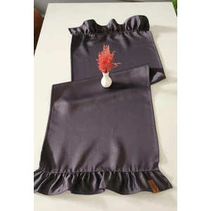 Cemre Saten 2-Kenar Fırfırlı Vintage Runner Örtü Antrasit 40 x 110