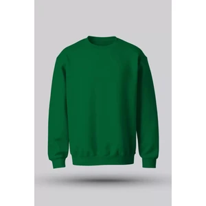 Hvit Stein Yesil Bisiklet Yaka Oversize Şardonlu Basic Unisex Sweatshirt