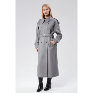 Kuşaklı Oversize Kaşe Kaban