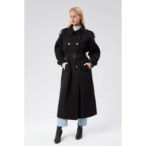 Kuşaklı Oversize Kaşe Kaban