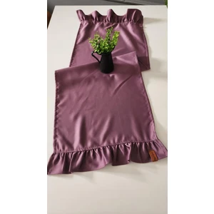 Cemre Saten 2-Kenar Fırfırlı Vintage Runner Örtü Mürdüm 40 x 110