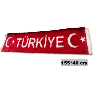 Torpido Üstü Ay Yıldızlı Türkiye Yazılı Peluş Örtü 155X40 cm