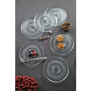 Elina 6 Parça Cam Mini Tatlı/kek/pasta Tabağı Seti 16 cm