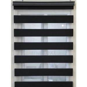 Siyah Geniş Plise  Zebra Perde