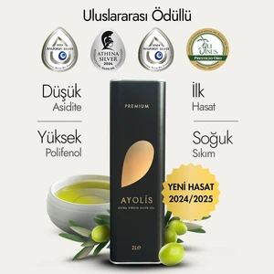 Premium Gurme Ayvalık Zeytinyağı 2 Lt Ödüllü Yüksek Polifenollü Erken Hasat Soğuk Sıkım Natürel Sızma Zeytinyağı