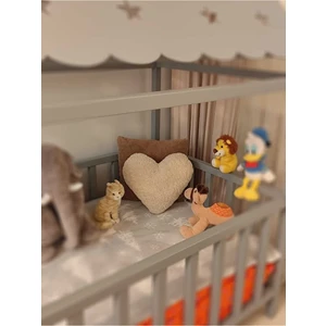 Pufftable Peluş Kalp Yastık Dekoratif Kırlent Iç Dolgulu, Teddy Kumaş Büyük Boy