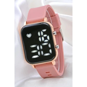 Genç Kız Kadın Saat Pembe Kordon Rose Kasa LED Dijital Ekran ST-304103