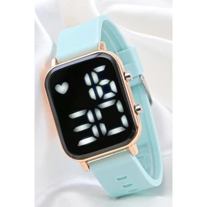 Turkuaz Silikon Kordonlu LED Watch Genç Kız Kadın Kol Saati ST-304104