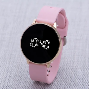 Pudra Silikon Kordonlu Dokunmatik LED Ekran Kadın Dijital Saat ST-303943