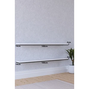 100 cm 2li Mat Beyaz Mdf Uçan Duvar Rafı Gizli Bağlantı Kitaplık