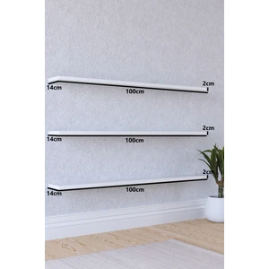 100 cm 3lü Mat Beyaz Mdf Uçan Duvar Rafı Gizli Bağlantı Kitaplık