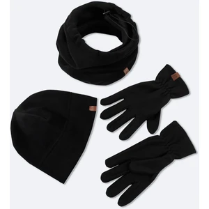 Erkek Siyah Polar Basic Boyunluk Bere ve Eldiven Seti B009250
