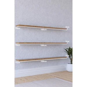 100 cm 3lü Safir Meşe Mdf Uçan Duvar Rafı Gizli Bağlantı Kitaplık