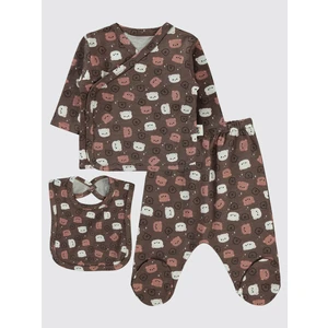 Civil Baby Kız Bebek 3'lü Zıbın Takımı 0-1 Ay Kahve