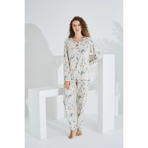 %100 Pamuk Uzun Kol Kadın Pijama Takımı 98283