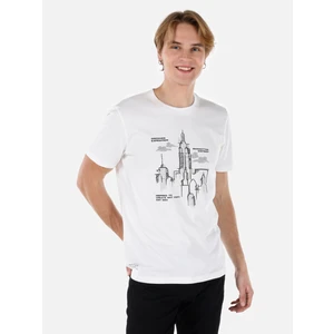 Regular Fit Yuvarlak Yaka  Erkek Beyaz Kısa Kol Tişört Cl1067631