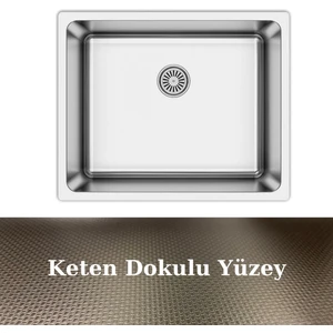 As 359 40.50 Radus Tezgah Altı Keten Doku 304 Paslanmaz Çelik Eviye