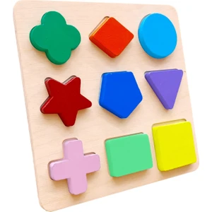 Wooden Toys Doğal Ahşap Eğitici Oyuncak Yıldız Geometrik Şekiller Renkli Bultak HMH-086