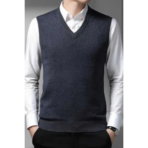 Erkek V Yaka Triko Tüylenmez Süveter Erkek Slim Fit Süveter