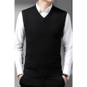 Erkek V Yaka Triko Tüylenmez Süveter Erkek Slim Fit Süveter