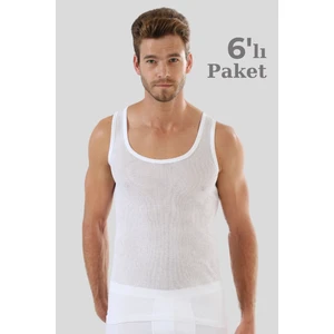 6'lı Paket Beyaz Erkek Fileli Atlet %100 Pamuklu Delikli Yazlık Erkek Atlet