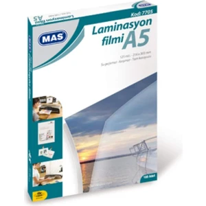 Mas A5 Boyut Laminasyon Kaplama Filmi 125 micron 100'LÜ PAKET
