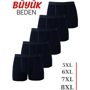 Arma Yıldız Erkek Lacivert Büyük Beden Boxer Pamuklu Likralı Yumuşak ve Esnek Kumaş 5'li Paket