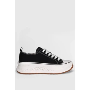 Shay Siyah Kadın Sneaker Tekstil Malzemeli Düz Tabanlı Rahat Ayakkabı