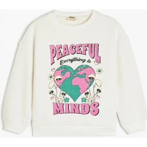 Şardonlu Bisiklet Yaka Pamuk Karışımlı Mantar Baskılı Sweatshirt