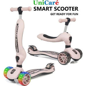 Smart Oturaklı Çocuk Scooter 3 Tekerlekli Işıklı Scooter Yükseklik Ayarlı 1-5 Yaş
