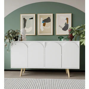 VM VERTEX MOBİLYA Venezia Ahşap Ayaklı Bohem Konsol Beyaz 150  cm