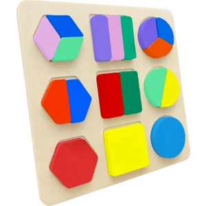 Ahşap Geometrik Parçalı Şekil Yerleştirme Birleştirme Oyuncağı