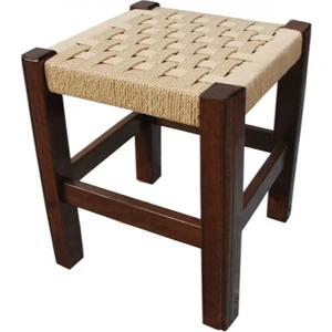 Ahşap Hasır Örgü Tabure 35  cm .