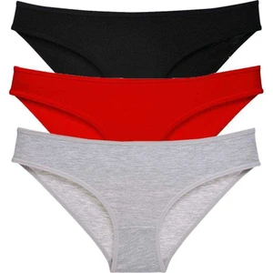 3 Adet Süper Eko Set Likralı Kadın Slip Külot Siyah Kırmızı Gri