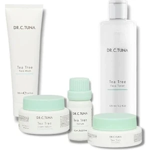 Çay Ağacı Yağı Yüz Yıkama Jeli 100 ml + Yüz Temizleme Toniği 125 ml+Yüz Kremi 50 ml +Yoğun Balsam 80 ml+Serumu 10 ml( 5 Li Set )