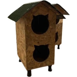 Ahşap Kedi Kulubesi Doubleks