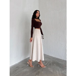 Ozy Fashion Kadın Kışlık Süet Kloş Etek UZSÜ007