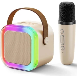 Mini Taşınabilir Işıklı Kablosuz Bluetoothlu Karaoke Hoparlör