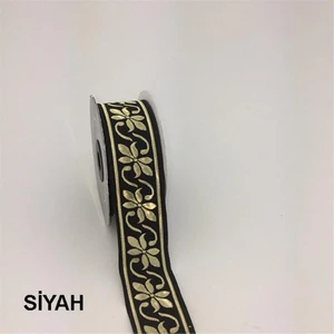 35084-BORDÜR - 10 mt Siyah-Altın