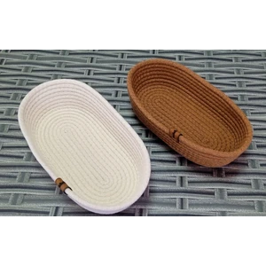 LİFE FOR YOU 2 ADET OVAL HASIR SEPET 25*15CM KREM&GOLD Jüt Ev Banyo Havlu Düzenleyici Organizer