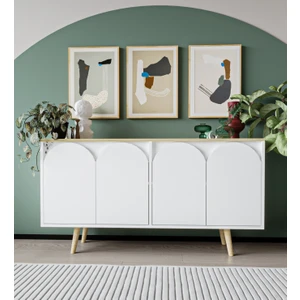 VM VERTEX MOBİLYA Venezia Ahşap Ayaklı Bohem Konsol Safir Meşe-Beyaz 150  cm