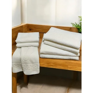 Cnr Garden 8 Parça Beyaz Banyo Havlu Seti Ayak Havlusu, Büyük Banyo Havlusu, Banyo Havlusu, Saç Havlusu